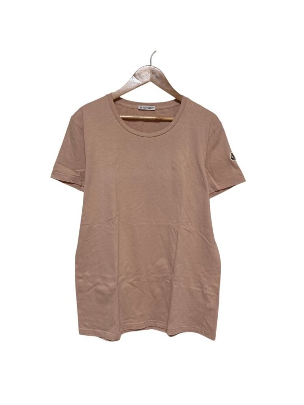 Moncler Logo Patch T-Shirt Pink Short Sleeve Spring Summer M